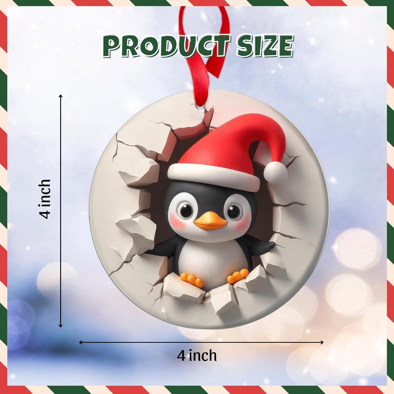 Hutato Penguin Ornament 2D – Penguin Christmas Ornaments, Penguin Ornaments for Christmas Tree, Funny Penguins Decorations for Tree, Cute, Animal Gifts for Women, Men, Couple, Wife, Husband, Animal Ornament - Image 5